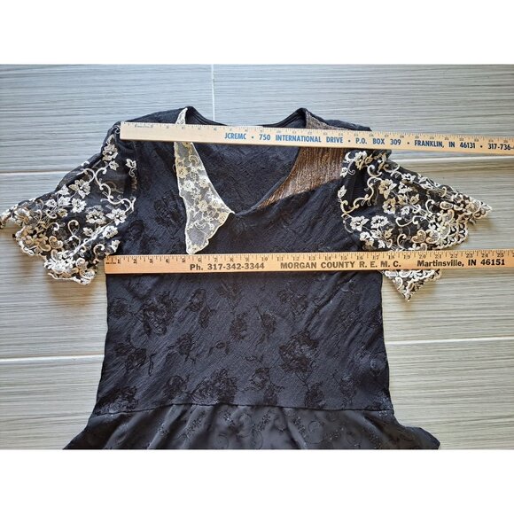 Vintage Spencer Alexis Black Lace Victorian Dark Romantic Top Blouse Shirt Med - Picture 8 of 10